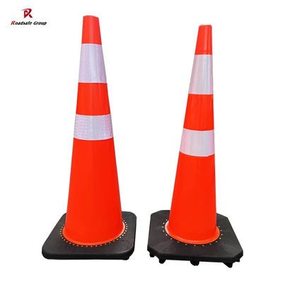 quality PVC เตือนความปลอดภัยทางถนน คอนจราจร คอนจราจรสะท้อนความปลอดภัย ฐานดํา 36 นิ้ว factory
